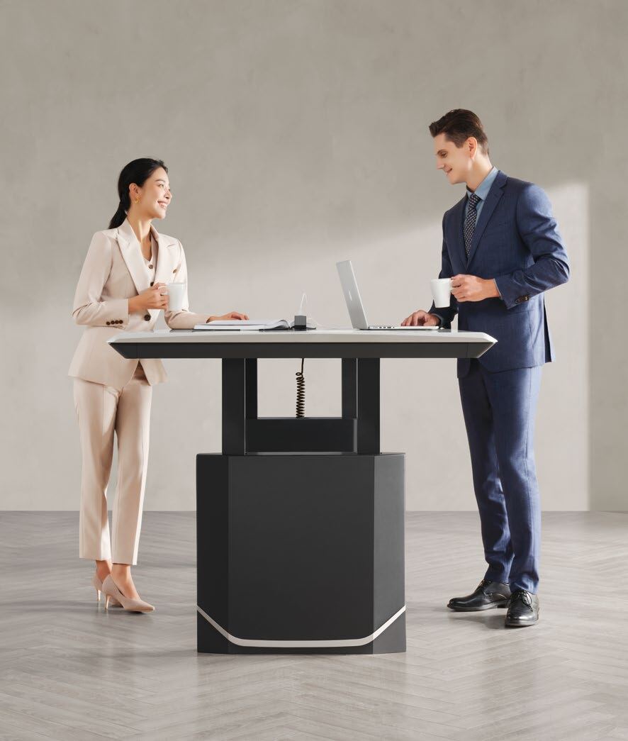 AERO lifting conference table raised to standing height